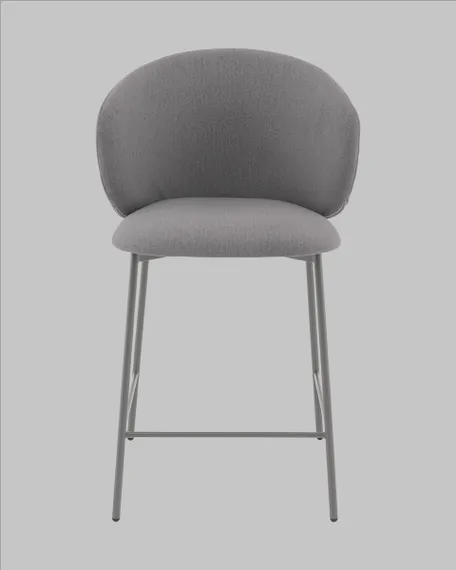 Полубарный стул Blaze 60 см, серый велюр, серые ножки