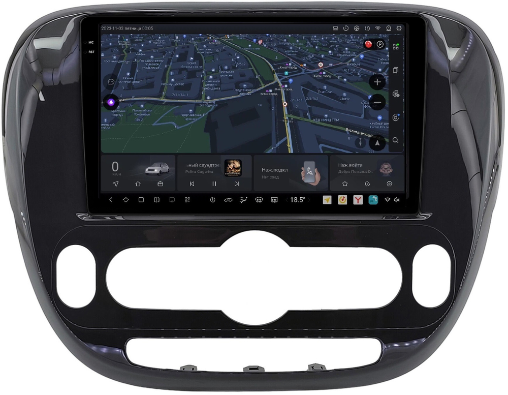 Магнитола для KIA Soul 2 2014-2019 (климат, рамка глянцевая) - Carmedia SF-9740-C QLed+2K, Android 13, UIS7870 (DUDU7), CarPlay, SIM-слот