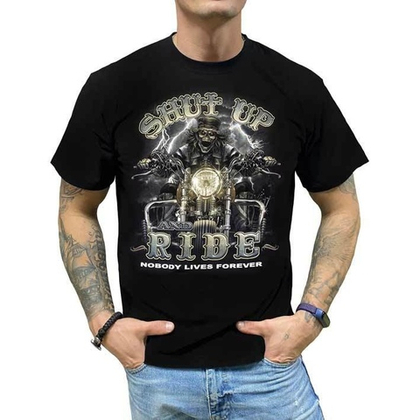 Футболка Shut up and ride Скелет на мотоцикле (S)