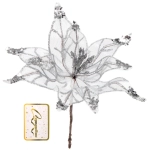 Украшение новогоднее «Пуансеттия - Искристый цветок» 20 см, Серебро