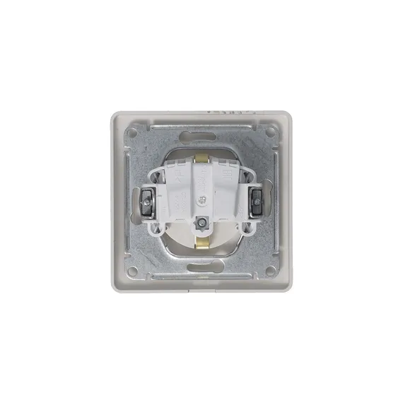 Розетка 1-м СП Glossa 16А IP44 250В с заземл. защ. шторки с крышкой в сборе платина SE GSL001248