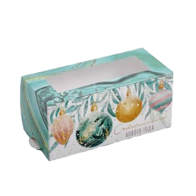 Коробочка для макарун «Счастливого года» 12 х 5,5 х 5,5 см.