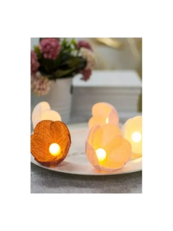 Гирлянда светодиодная Цветы красный 10LED ткань тепл. бел.