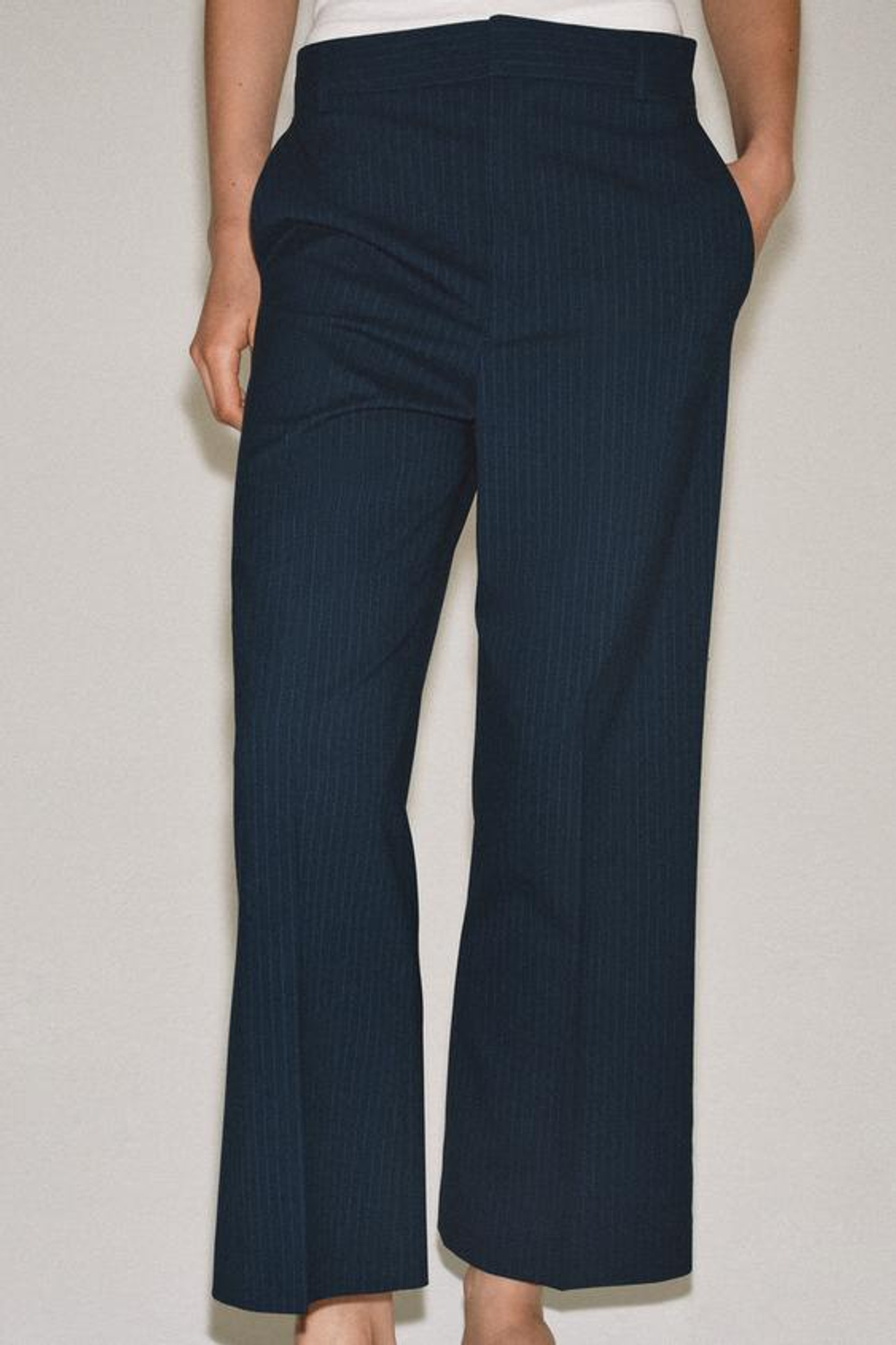 ZARA БРЮКИ В ПОЛОСКУ — ZW COLLECTION, МОРСКОЙ СИНИЙ