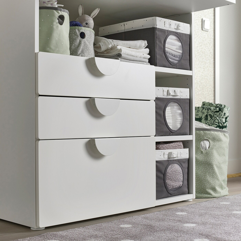 IKEA LEN  (ИКЕА ЛЕН)  -  Коробка, серый/белые точки, 25x37x22 см
