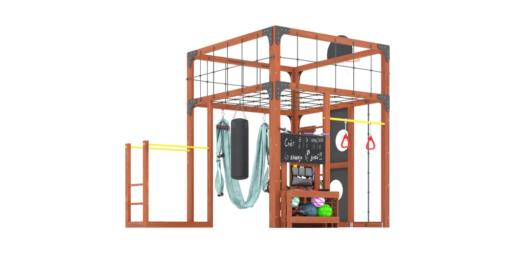 Детская площадка Савушка КУБ-1 (махагон) с гамаком для йоги