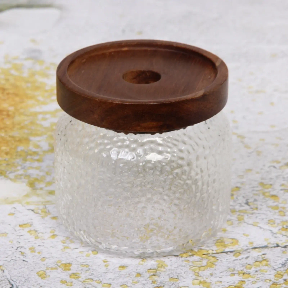 Банка для продуктов стеклянная 300мл «ICE» с крышкой из акации