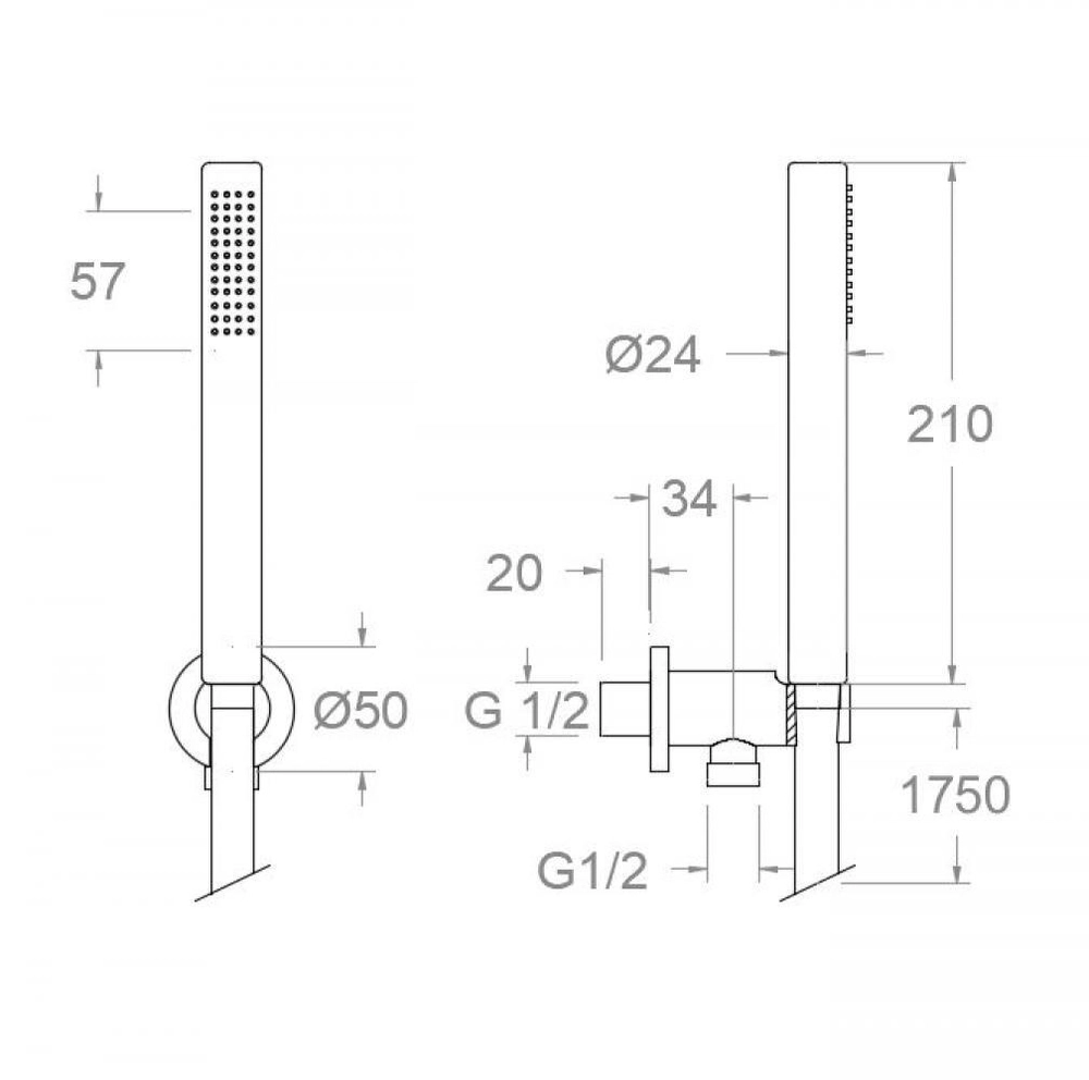 Душевой набор встраиваемый 3792DGR графит