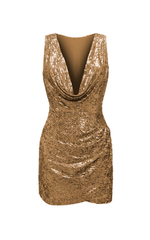 Платье мини из пайеток драпированное