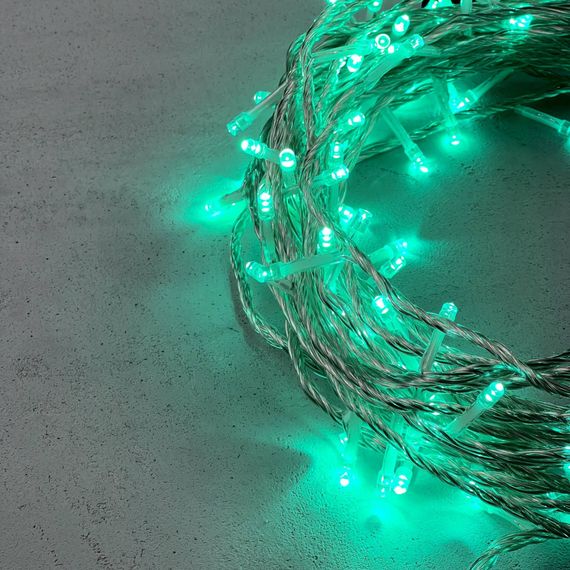 Светодиодная гирлянда с возможностью динамики 20 м., 200 аква LED ламп, 24V., прозрачный силиконовый провод, IP65, Beauty Led (EST200-3W10-1A)