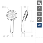 Душевая лейка 90мм рычаг 3 режима ABS 5811AS