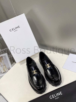 Женские лоферы Celine кожаные в черном цвете