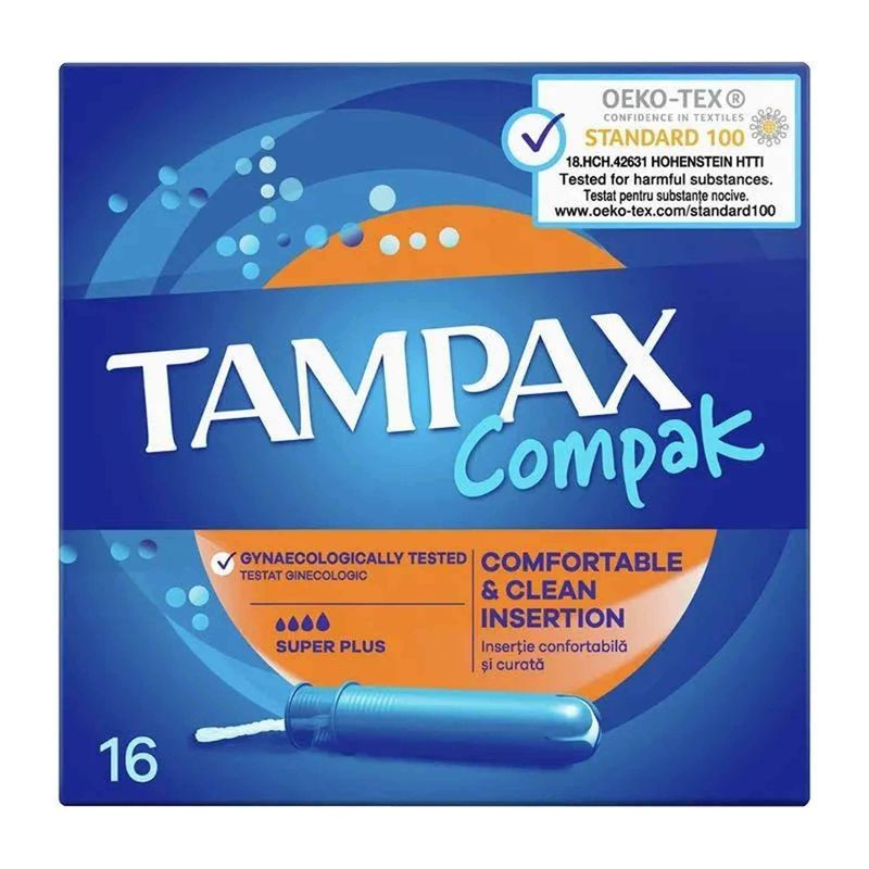Тампоны Tampax compak comfortable & clean super plus 4 кап. 16 шт/уп