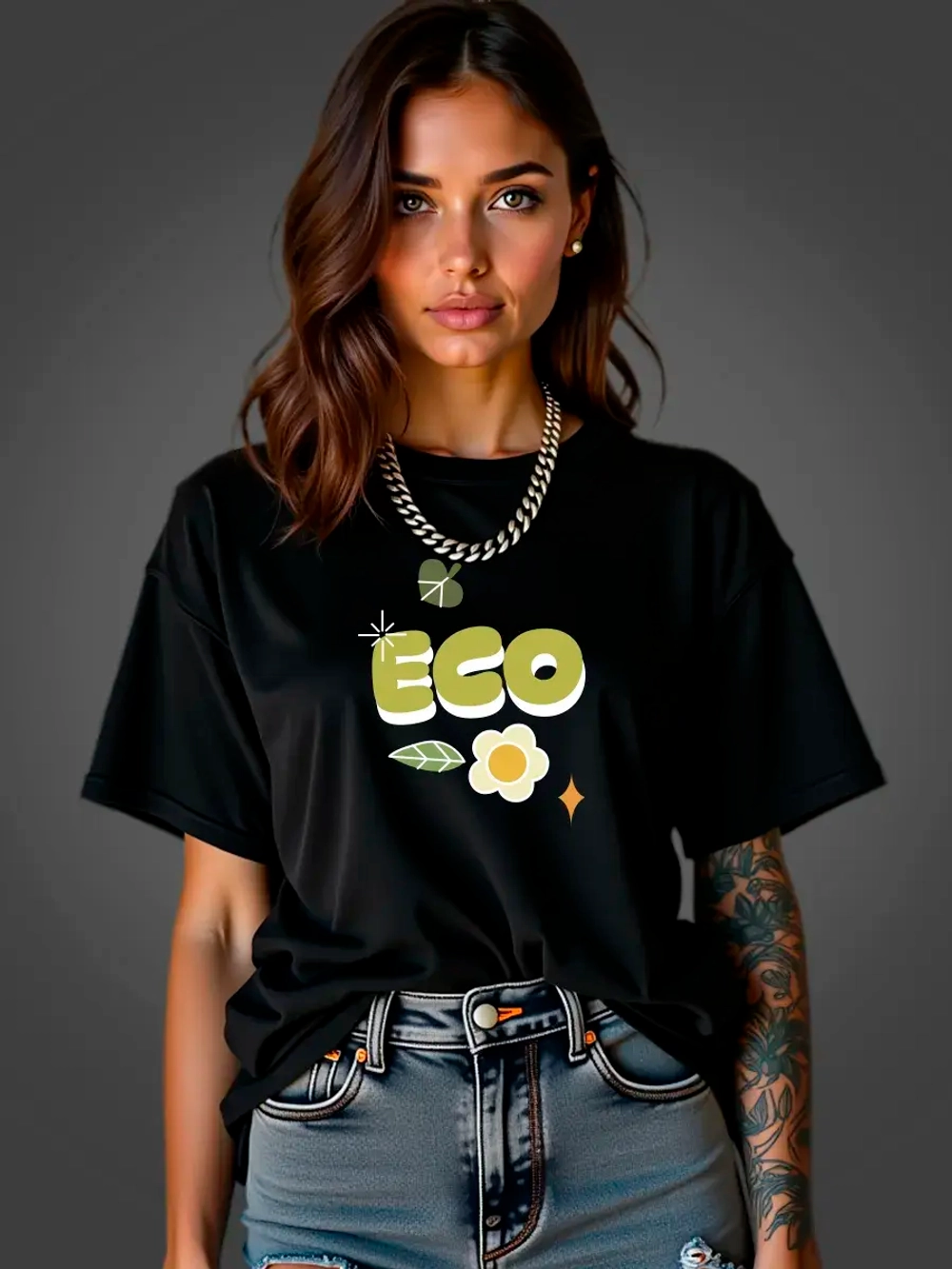 Футболка больших размеров с принтом Eco