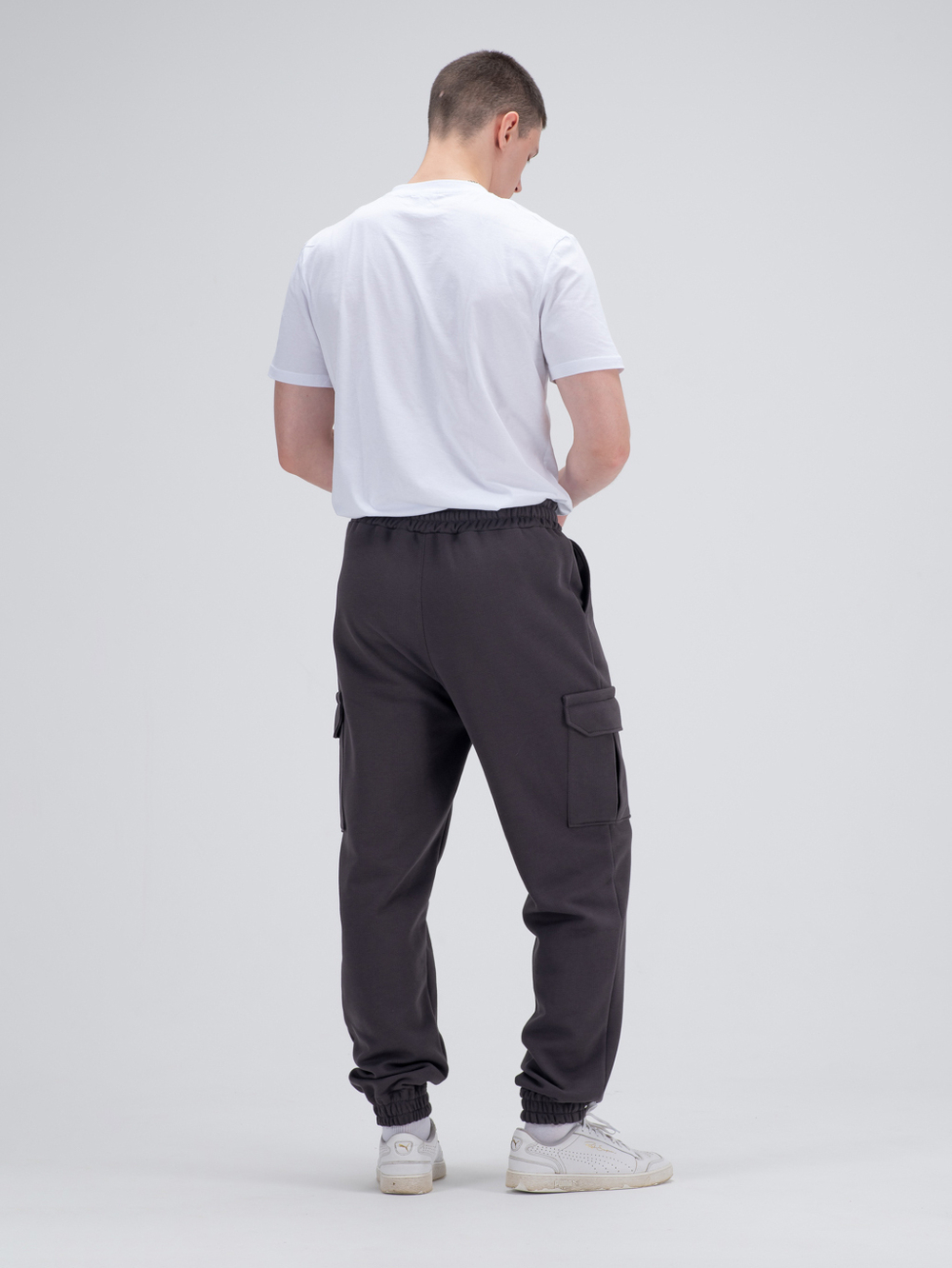 Джоггеры карго теплые.Графит