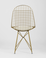 Стул обеденный Eiffel золотой с белой подушкой