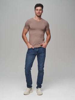 Футболка V-вырез однотонная облегающая