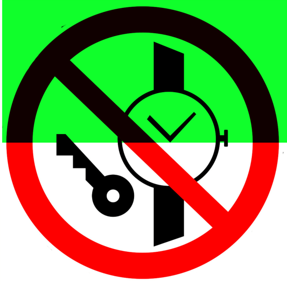 Р27 "Запрещается иметь при (на) себе металлические предметы (часы и т.п.)"