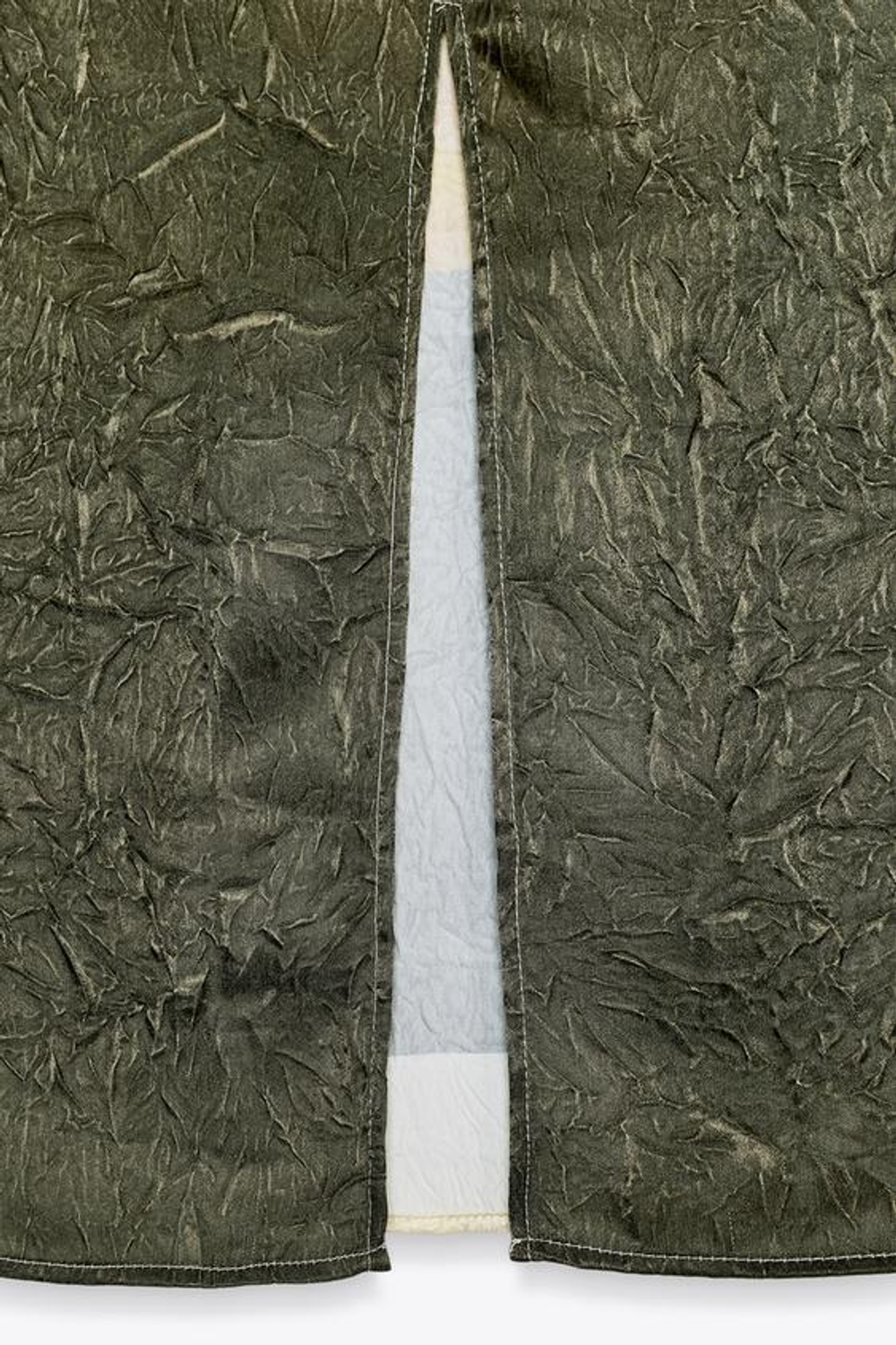 ZARA ЮБКА МИДИ С ПРИНТОМ И ЖАТЫМ ЭФФЕКТОМ, ЗЕЛЕНЫЙ/ЭКРЮ