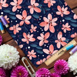 Ткань премиум интерлок цветочный вальс