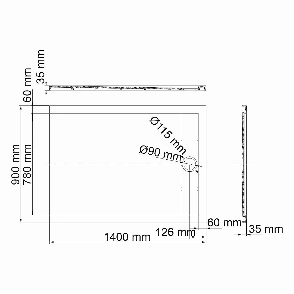 Душевой поддон WasserKRAFT Neime 19T36 140х90