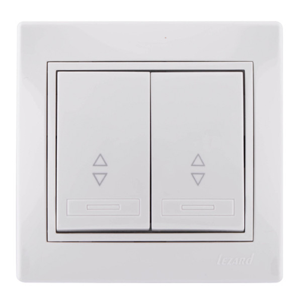 Выключатель 2-кл прох LEZARD Мира белый с белой вставкой