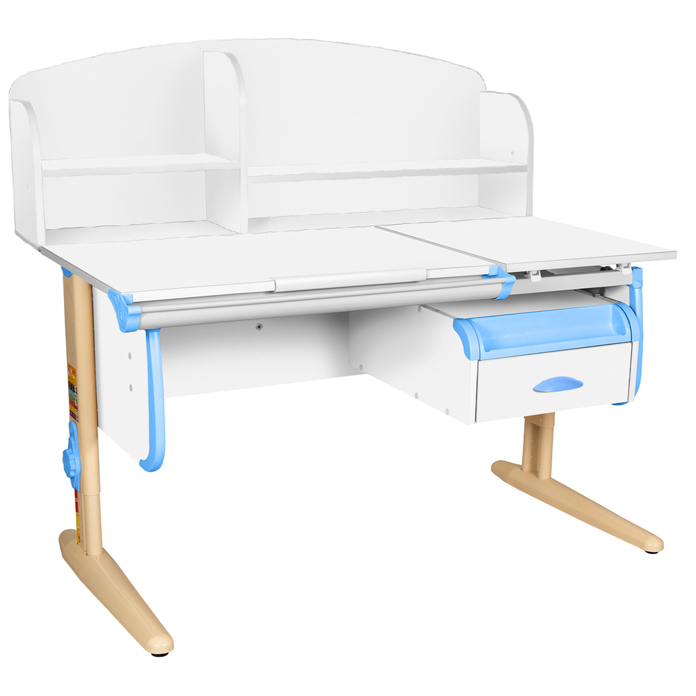 Растущая парта Дэми СУТ 25 с задней полкой СУТ.34.390 и навесной тумбой (1200×880 мм)