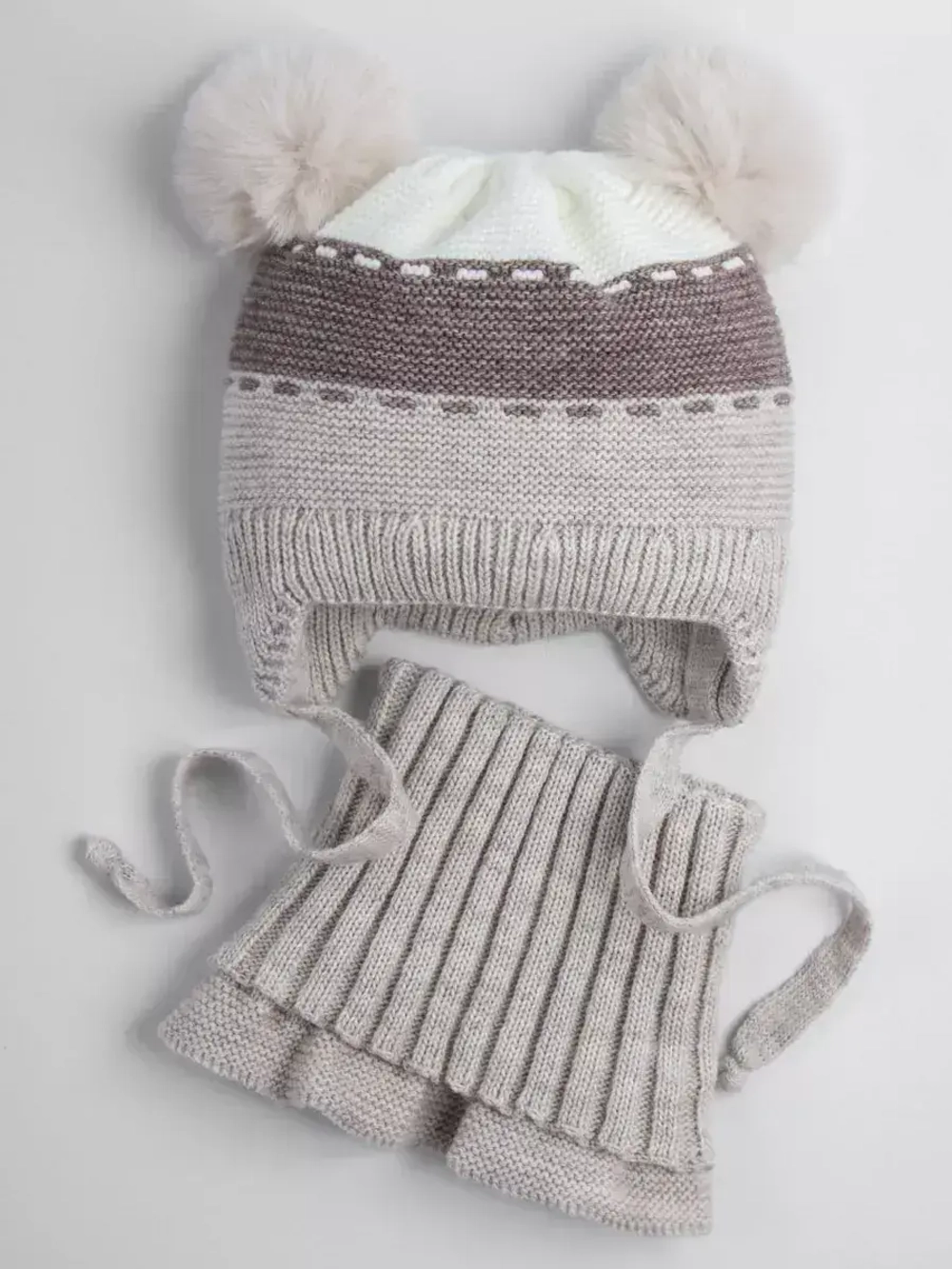 Шапка зимняя вязаная детская с манишкой