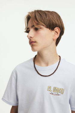 H&M Футболка из хлопка с принтом, светло-голубой