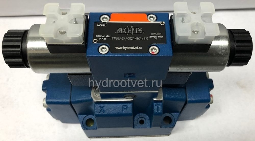 4WEH16E7X/6EW110N9ETS2K4/B10 - Гидрораспределитель с электроуправлением Ду16 схема E (44), напряжение W110, каналы управления ET - X и Y - внутренние