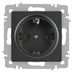 Розетка Intro Accent 6-202-07 2P+E Schuko 16А-250В IP20 СУ AL/CU графит | Intro