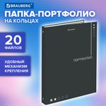 Папка-портфолио универсальная, 4 кольца, 20 файлов, 7БЦ матовая, BRAUBERG "Minimalism", 117553