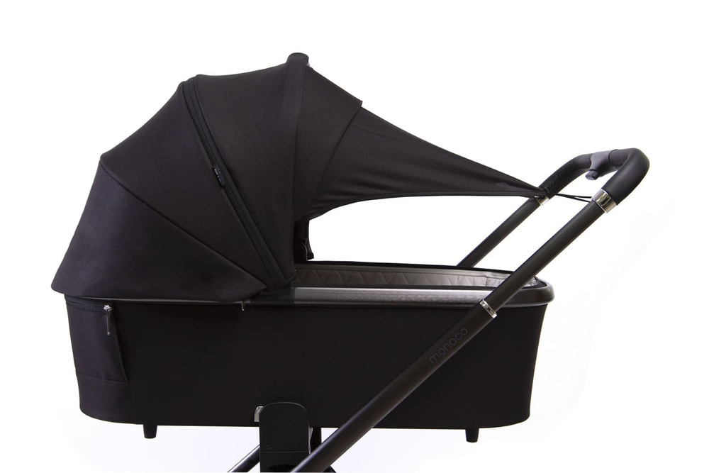 Коляска детская Peppy Monaco 2 в 1 GP Black (черный), рама темносерая, шлифованный алюминий