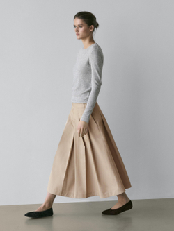 Massimo Dutti Юбка миди со складками-плиссе, песочный