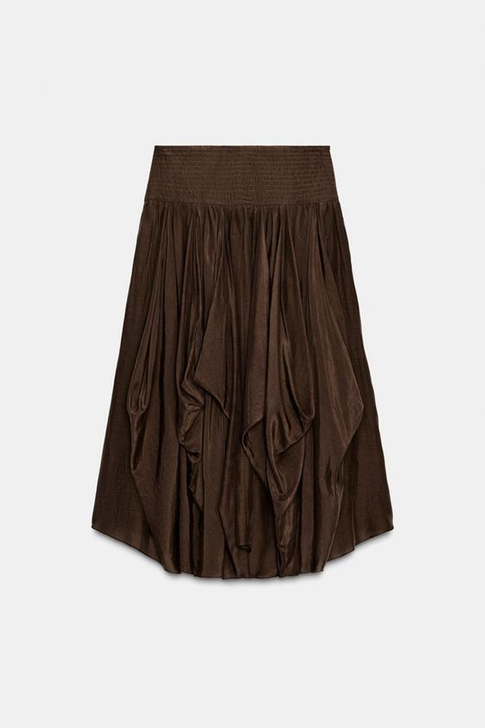 ZARA ОБЪЕМНАЯ ЮБКА МИДИ — ZW COLLECTION, КОРИЧНЕВЫЙ