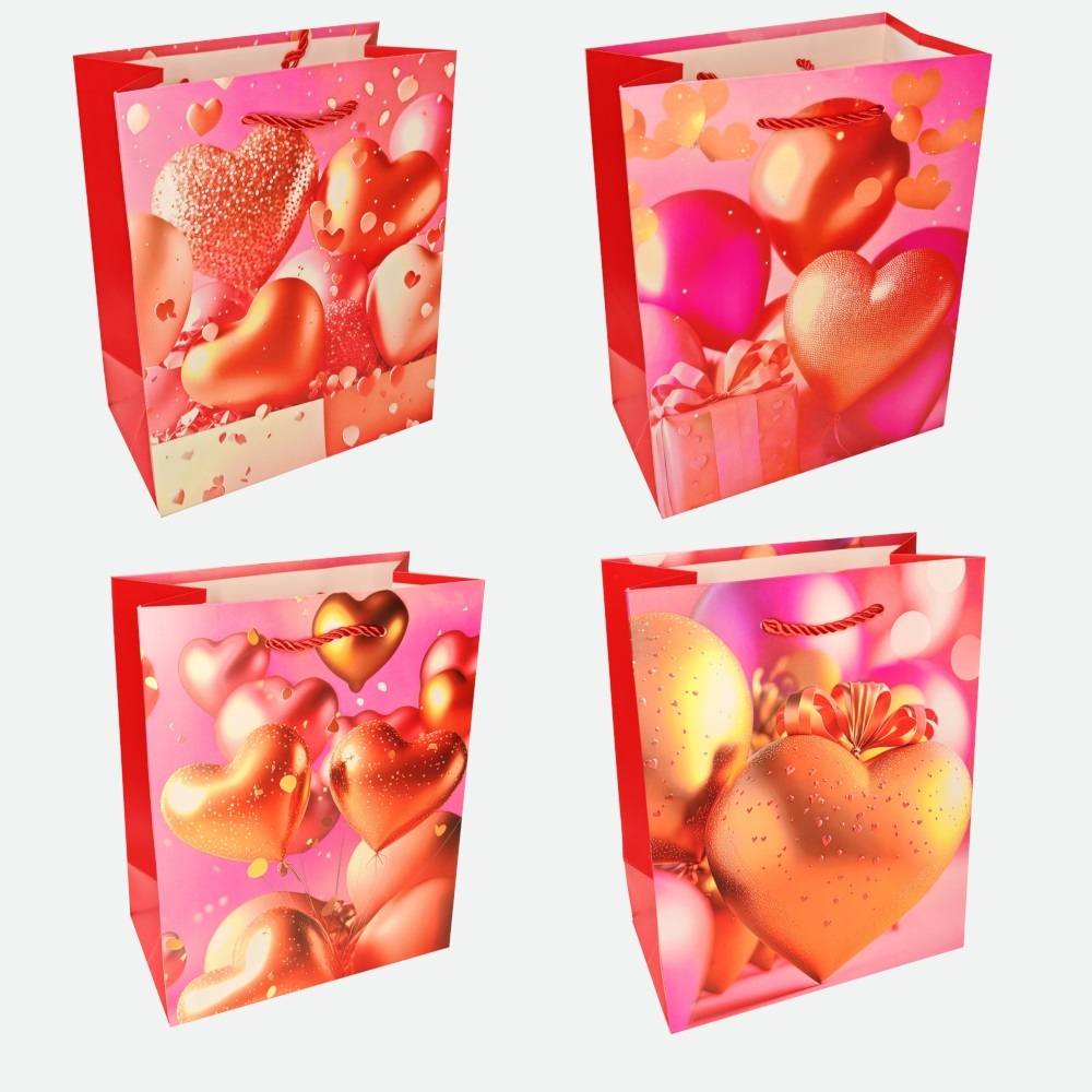 Пакет подар. бумажн. 26*32*10 см 210 гр/м2 Love, 4 дизайна