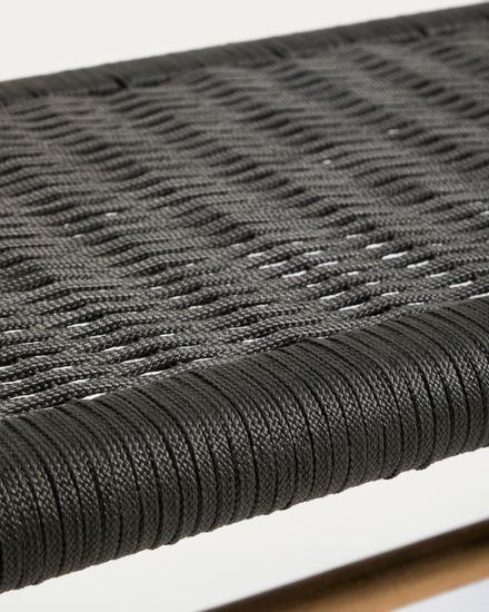 Скамейка Alipa из массива акации и веревки темно-серого цвета