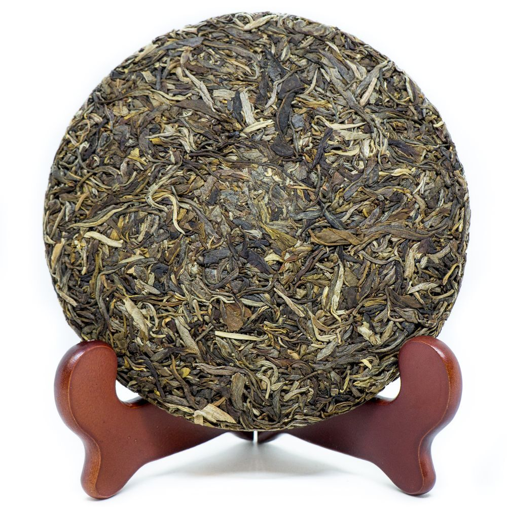 59305 Чай прессованный зеленый  Пуэр Шэн "Сэнчжун, Да Сюэ Шань", ци цзы бин 357гр