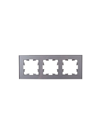 Рамка 3-м BRITE РУ-3-2-БрСе стекло сер. IEK BR-M32-G-K03