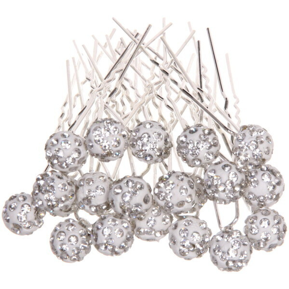 Шпильки для волос 20шт «Шамбала», цвет серебро, цвет декора микс, 6,3см