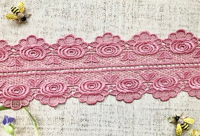 Кружево плетеное, ш. 12 см, пыльная роза