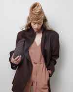 Пальто с асимметричным низом из шерсти и кашемира Диор темный шоколад