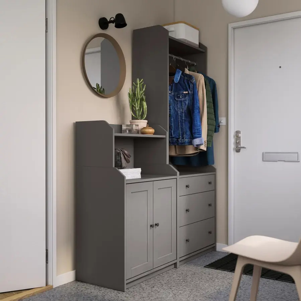 Шкаф - HAUGA IKEA/ХАУГА ИКЕА, 46х139х199 см, серый
