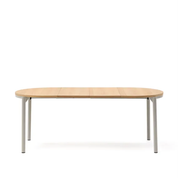 Montuiri круглый раздвижной стол из дубового шпона и белой стали