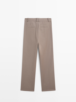 Massimo Dutti Брюки приталенного кроя из 100% шерсти - Limited Edition, оливковый