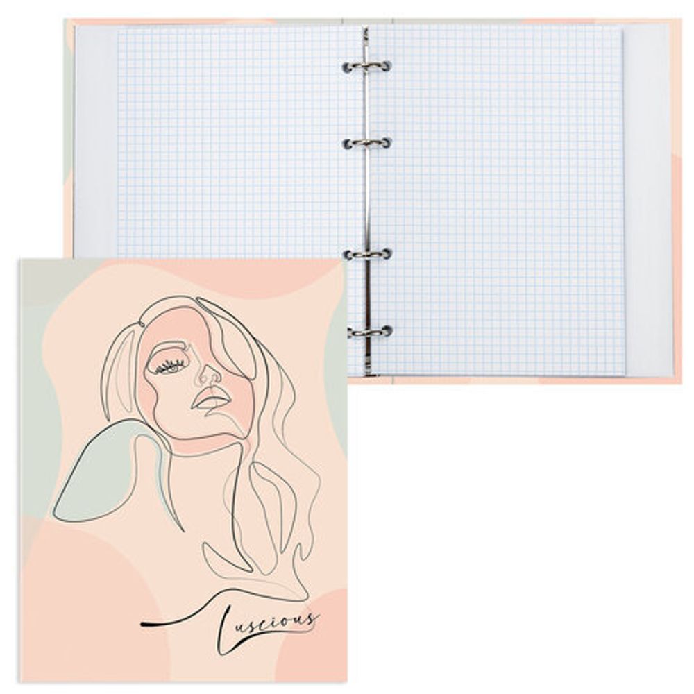 Тетрадь на кольцах А5 165х215 мм, 120 л., твердый картон, клетка, BRAUBERG, "Девушка", 404076