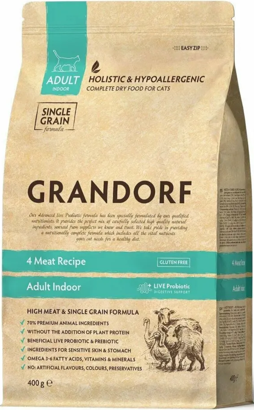 GRANDORF CAT 400г. 4 Мяса для Домашних кошек