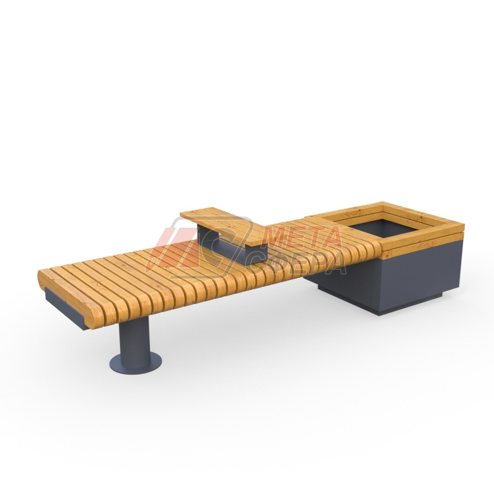 Лавка Rail Road 01 с вазоном и подлокотником