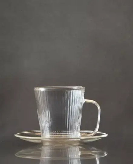 ZARA HOME КОФЕЙНАЯ ЧАШКА И БЛЮДЦЕ ИЗ ТЕРМОСТОЙКОГО СТЕКЛА, ПРОЗРАЧНЫЙ