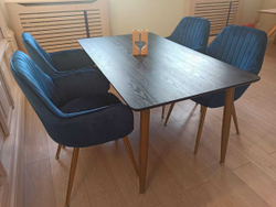 Обеденная группа стол ФАВОРИТ “FAVORITE” + 4 синих кресла Кристи “CHRISTY”
